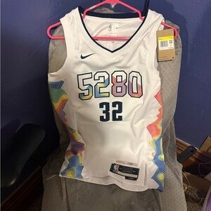 Nike White Jersey with Multicolor Accents